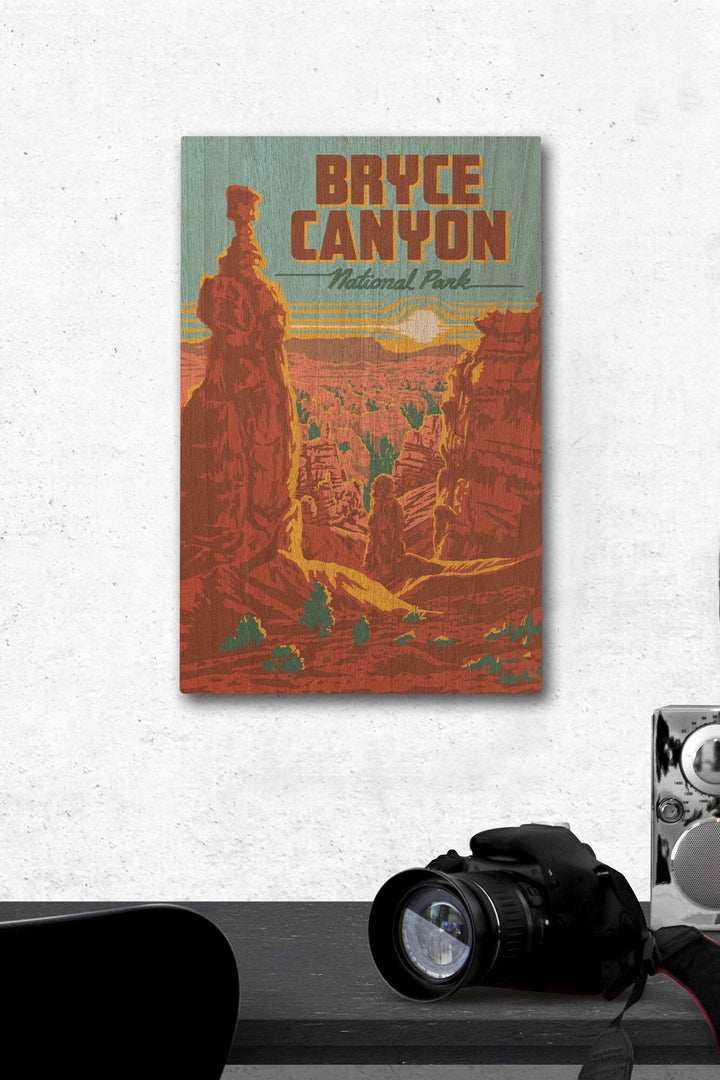 Bryce Canyon National Park, Utah, Explorer Series, Bryce Canyon, Lantern Press Artwork, Wood Signs and Postcards Wood Lantern Press 12 x 18 Wood Gallery Print 