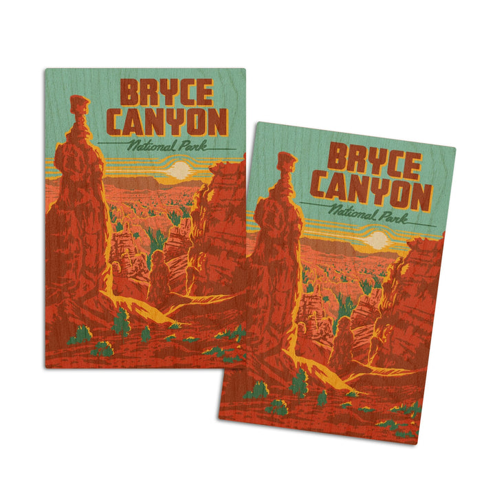 Bryce Canyon National Park, Utah, Explorer Series, Bryce Canyon, Lantern Press Artwork, Wood Signs and Postcards Wood Lantern Press 4x6 Wood Postcard Set 