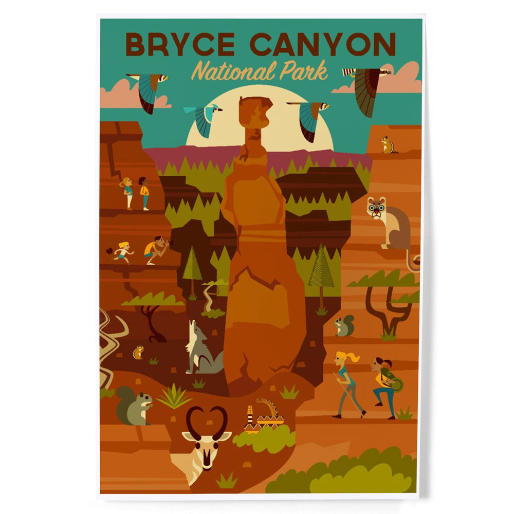 Bryce Canyon National Park, Utah, Geometric National Park Series, Art & Giclee Prints Art Lantern Press 8 x 12 Art Print 