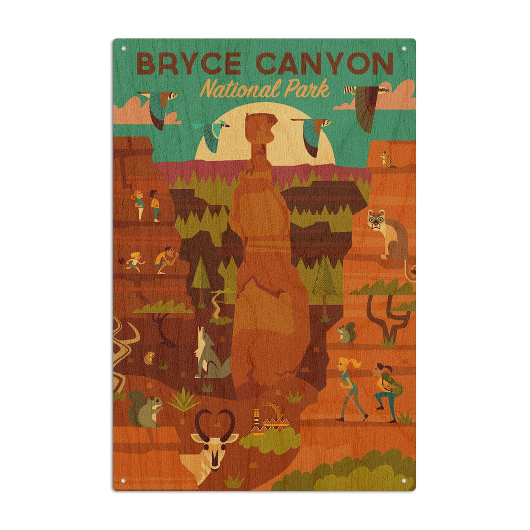 Bryce Canyon National Park, Utah, Geometric National Park Series, Lantern Press Artwork, Wood Signs and Postcards Wood Lantern Press 10 x 15 Wood Sign 