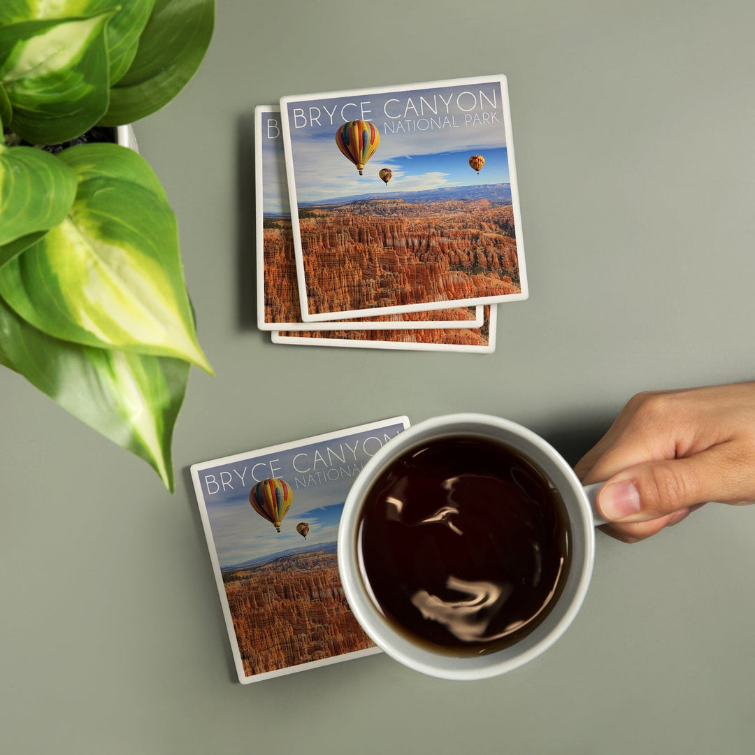 Bryce Canyon National Park, Utah, Hot Air Balloons, Coasters Coasters Lantern Press 