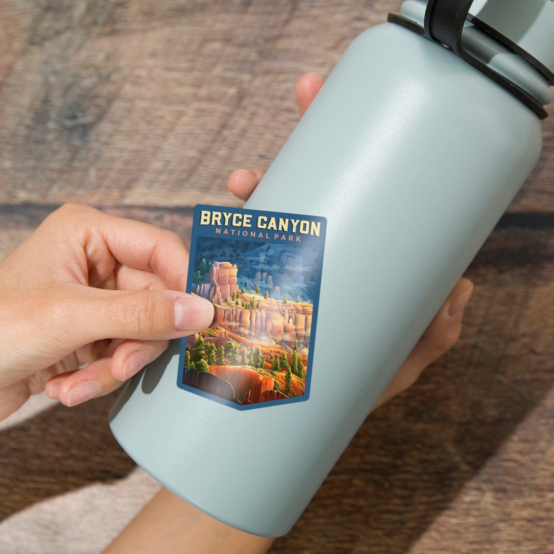 Bryce Canyon National Park, Utah, Oil Painting, Contour, Vinyl Sticker Sticker Lantern Press 