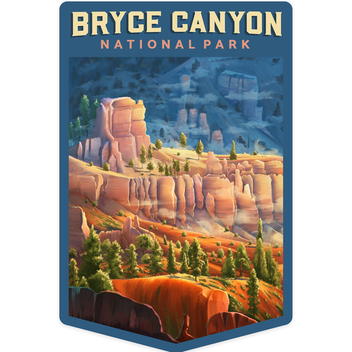 Bryce Canyon National Park, Utah, Oil Painting, Contour, Vinyl Sticker Sticker Lantern Press 