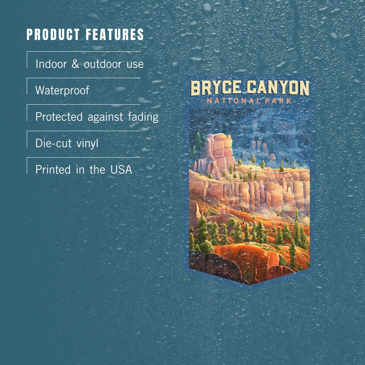 Bryce Canyon National Park, Utah, Oil Painting, Contour, Vinyl Sticker Sticker Lantern Press 