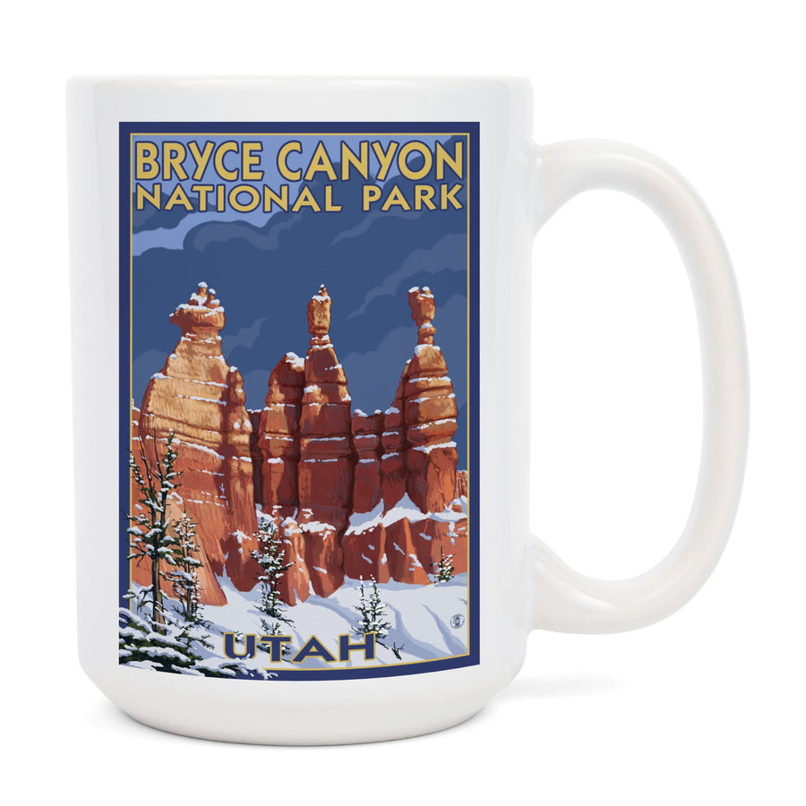 Bryce Canyon National Park, Utah, Winter Scene #2, Painterly Series, Lantern Press Artwork, Ceramic Mug Mugs Lantern Press 