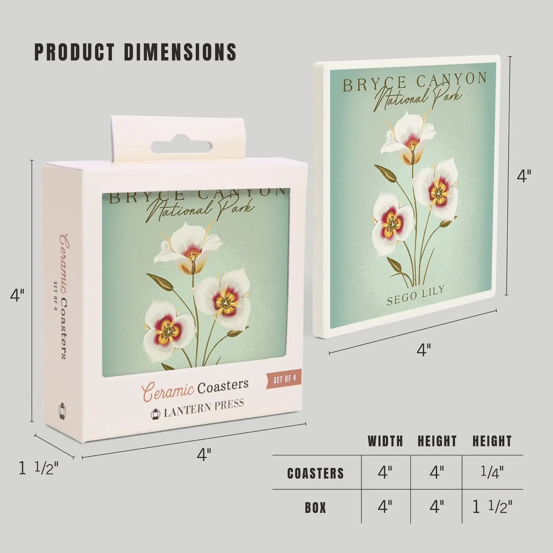 Bryce Canyon National Park, Vintage Flora Series, Sego Lily, Coasters Coasters Lantern Press 