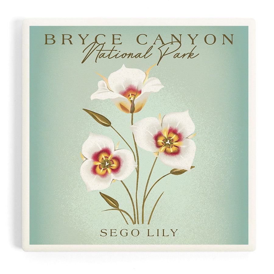 Bryce Canyon National Park, Vintage Flora Series, Sego Lily, Coasters Coasters Lantern Press 