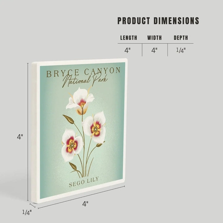 Bryce Canyon National Park, Vintage Flora Series, Sego Lily, Coasters Coasters Lantern Press 