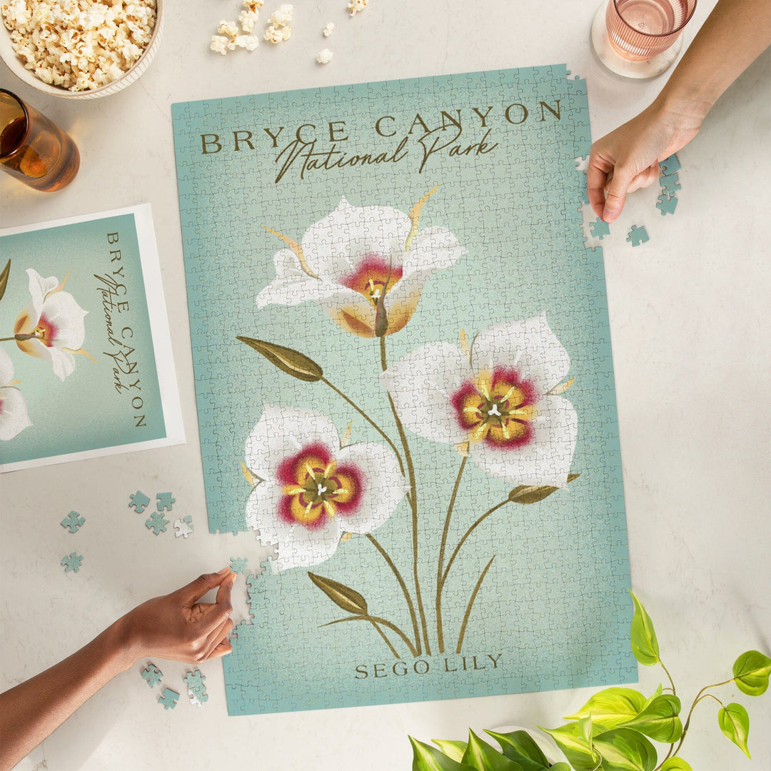Bryce Canyon National Park, Vintage Flora Series, Sego Lily, Jigsaw Puzzle Puzzle Lantern Press 