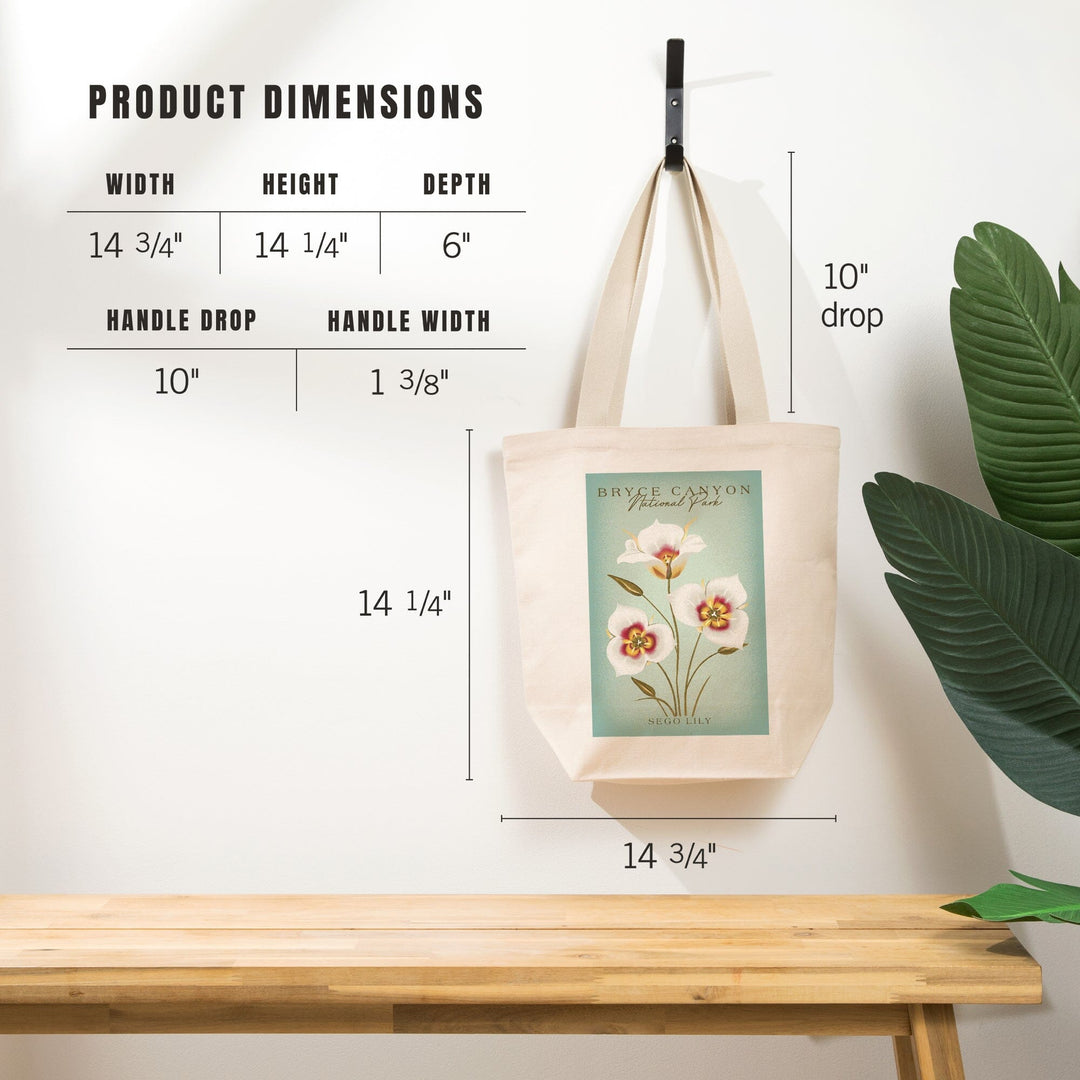 Bryce Canyon National Park, Vintage Flora Series, Sego Lily, Tote Bag Totes Lantern Press 
