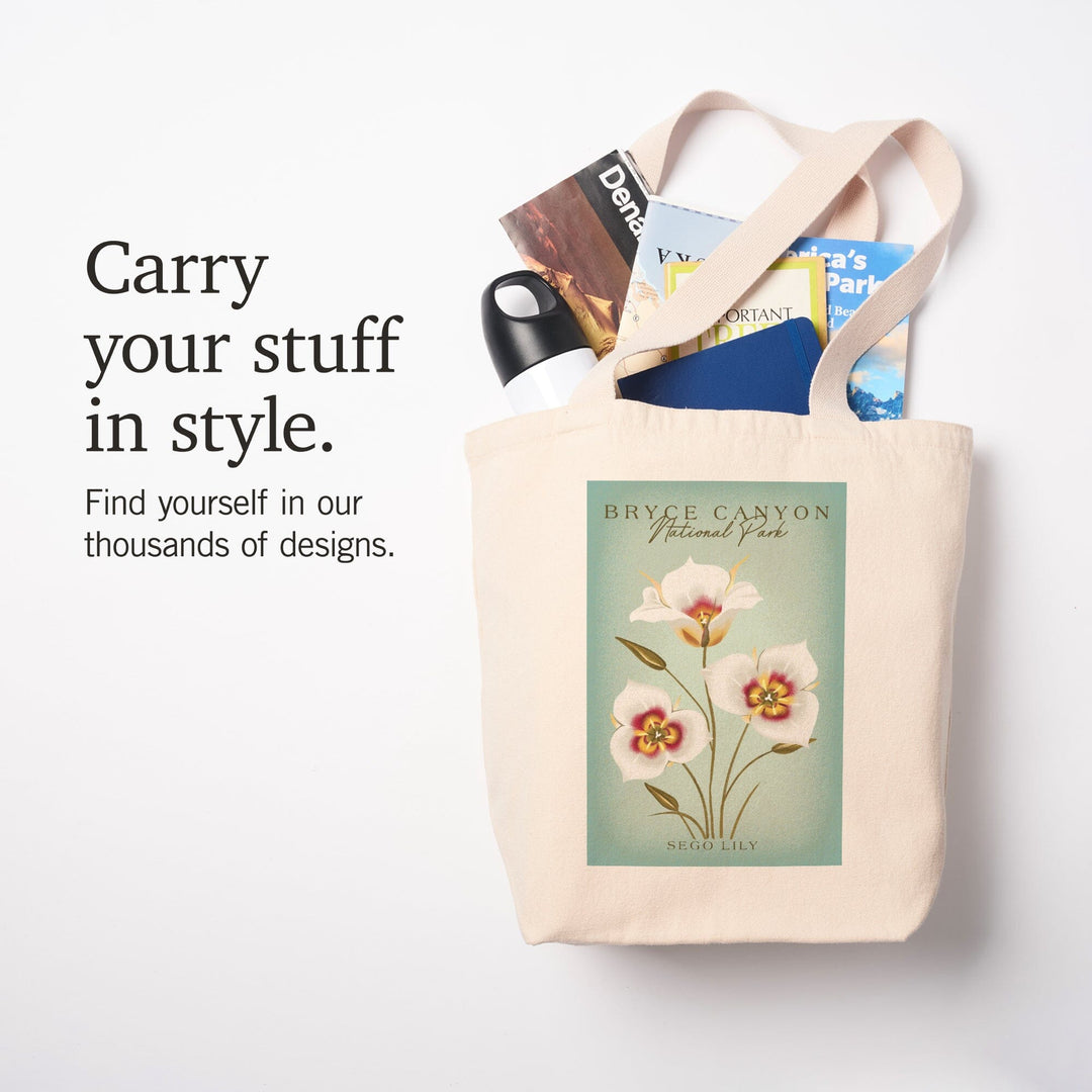 Bryce Canyon National Park, Vintage Flora Series, Sego Lily, Tote Bag Totes Lantern Press 