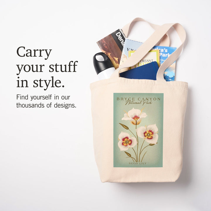 Bryce Canyon National Park, Vintage Flora Series, Sego Lily, Tote Bag Totes Lantern Press 