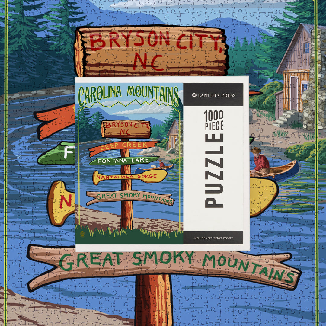 Bryson City, North Carolina, Sign Destinations, Jigsaw Puzzle Puzzle Lantern Press 