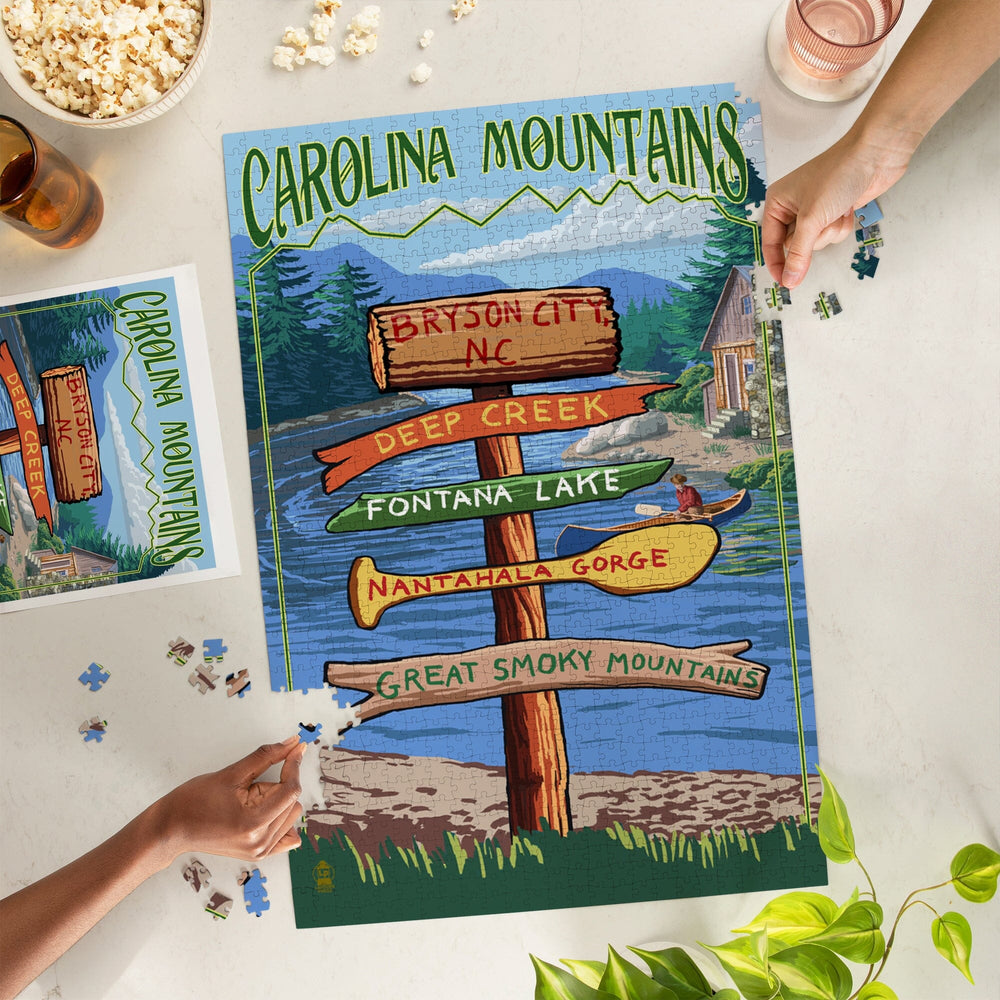 Bryson City, North Carolina, Sign Destinations, Jigsaw Puzzle Puzzle Lantern Press 