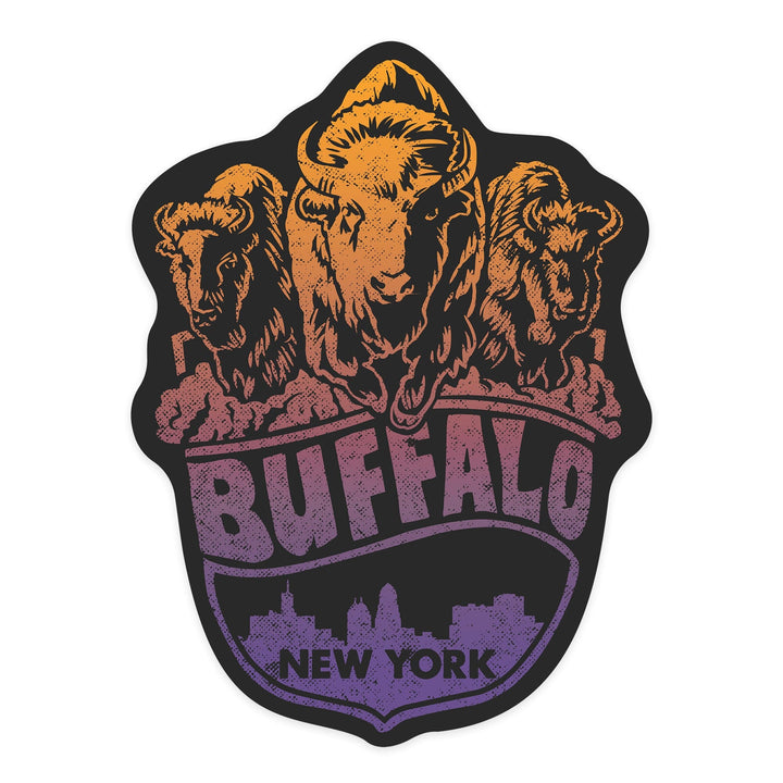 Buffalo, New York, Contour, Vinyl Sticker Sticker Lantern Press 