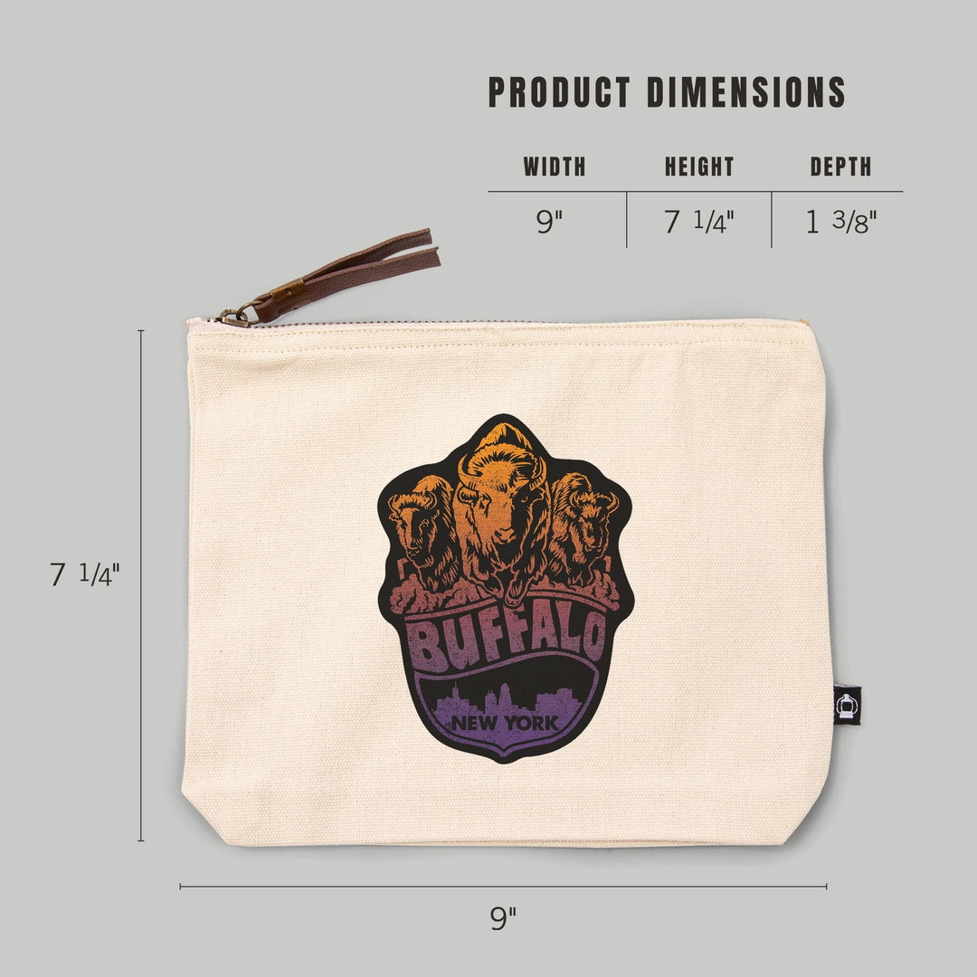 Buffalo, New York,, Organic Cotton Zipper Pouch, Go Bag Go Bag Lantern Press 