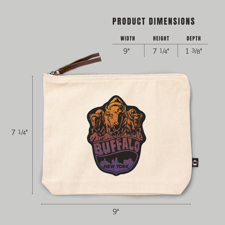 Buffalo, New York,, Organic Cotton Zipper Pouch, Go Bag Go Bag Lantern Press 