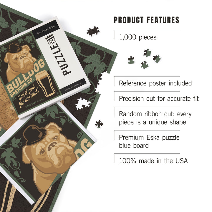 Bulldog, Retro Stout Beer Ad, Jigsaw Puzzle Puzzle Lantern Press 