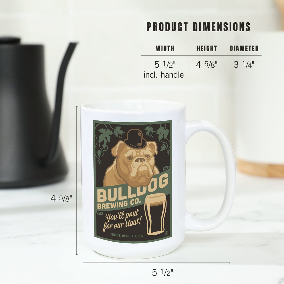 Bulldog, Retro Stout Beer Ad, Lantern Press Artwork, Ceramic Mug Mugs Lantern Press 