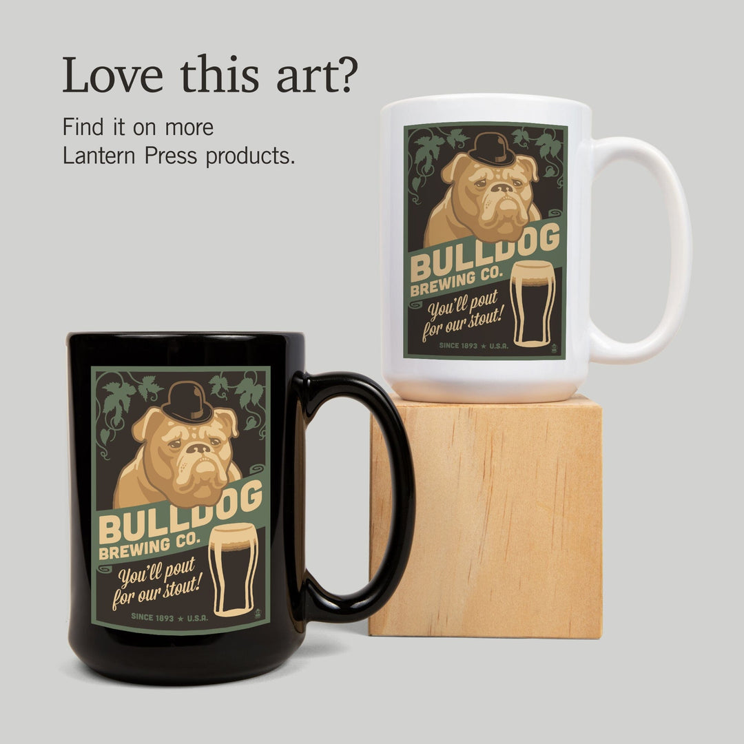 Bulldog, Retro Stout Beer Ad, Lantern Press Artwork, Ceramic Mug Mugs Lantern Press 