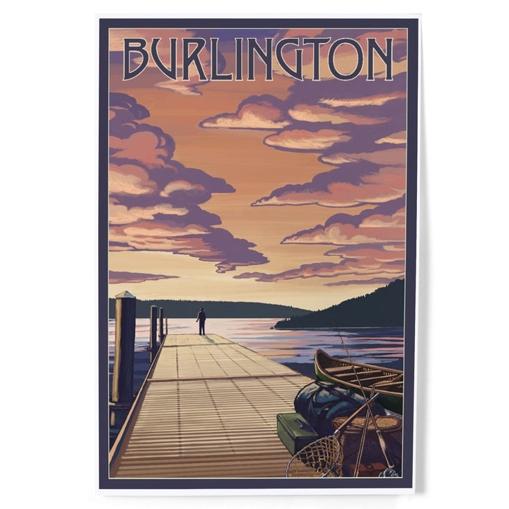 Burlington, Vermont, Dock and Sunset, Art & Giclee Prints Art Lantern Press 