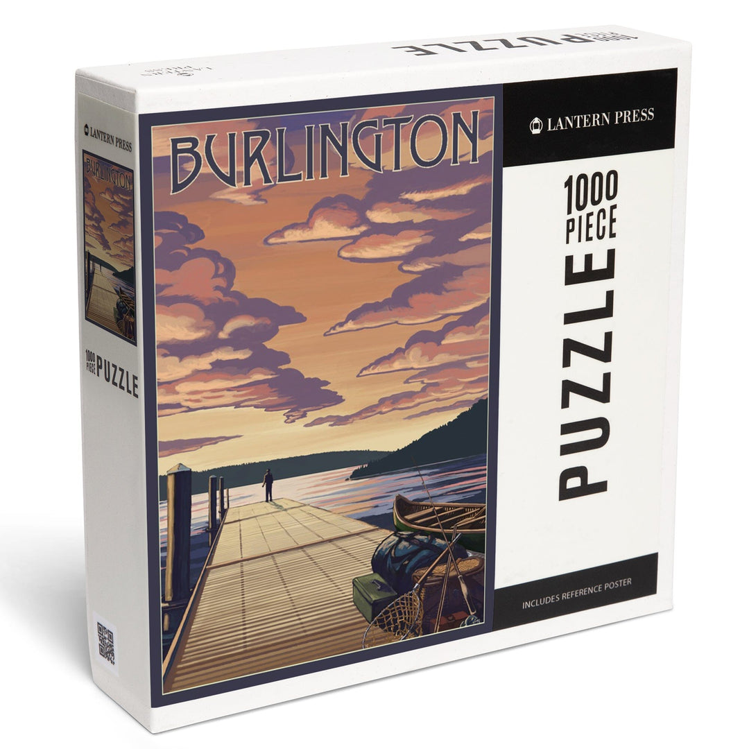 Burlington, Vermont, Dock and Sunset, Jigsaw Puzzle Puzzle Lantern Press 