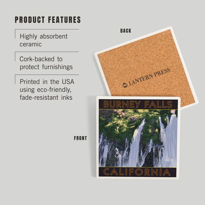 Burney Falls, California Scene, Coasters Coasters Lantern Press 