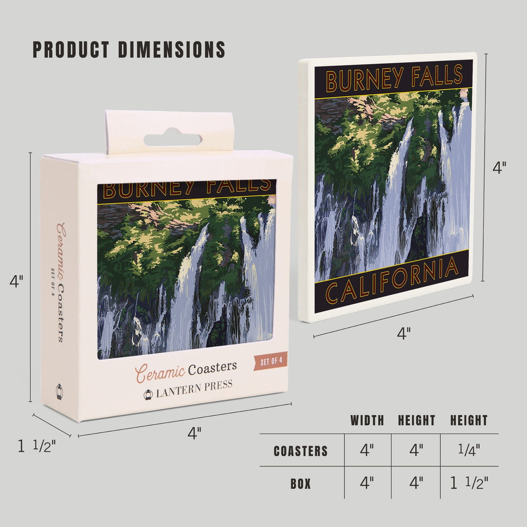 Burney Falls, California Scene, Coasters Coasters Lantern Press 