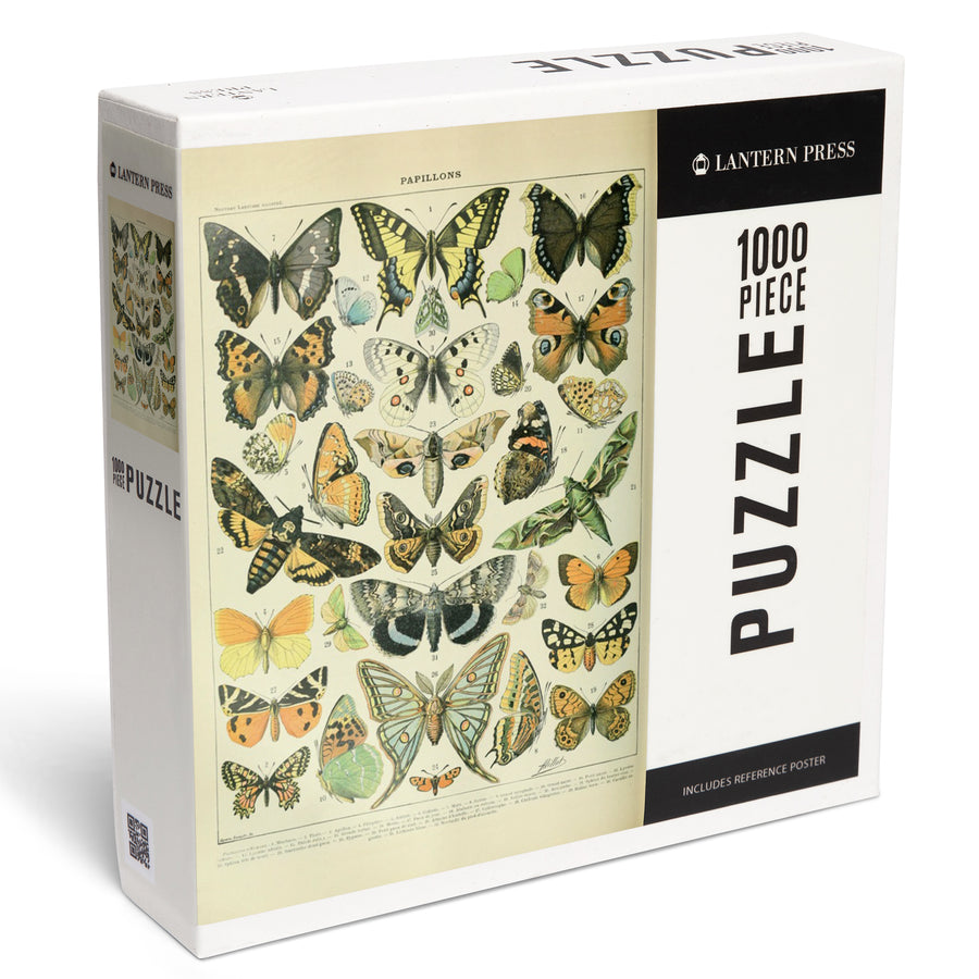 Butterflies, A, Vintage Bookplate, Adolphe Millot Artwork, Jigsaw Puzzle Puzzle Lantern Press 