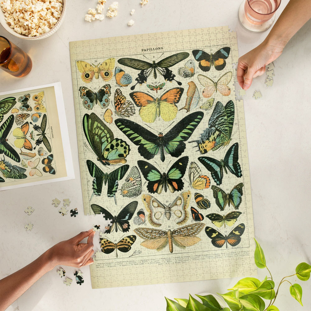 Butterflies, B, Vintage Bookplate, Adolphe Millot Artwork, Jigsaw Puzzle Puzzle Lantern Press 