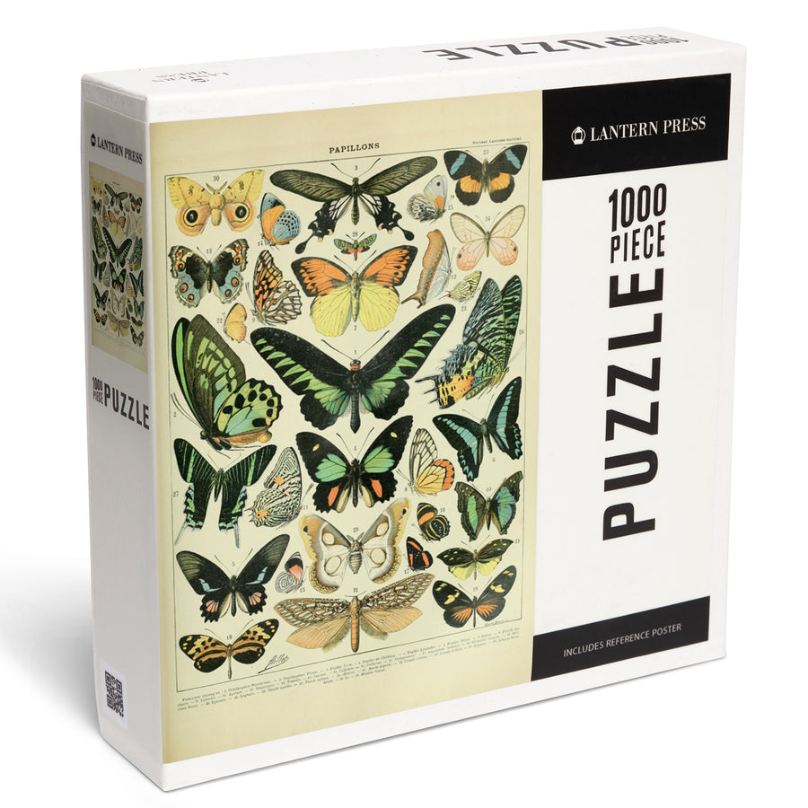 Butterflies, B, Vintage Bookplate, Adolphe Millot Artwork, Jigsaw Puzzle Puzzle Lantern Press 