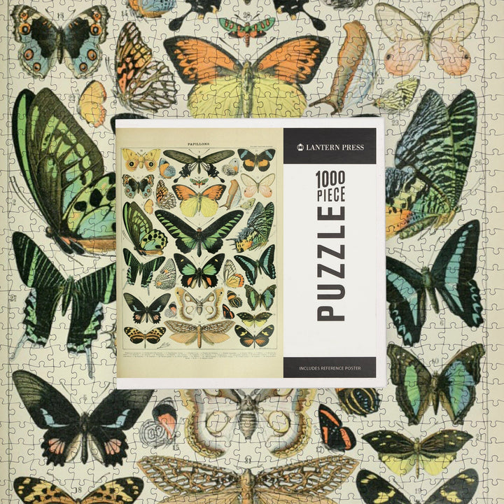 Butterflies, B, Vintage Bookplate, Adolphe Millot Artwork, Jigsaw Puzzle Puzzle Lantern Press 