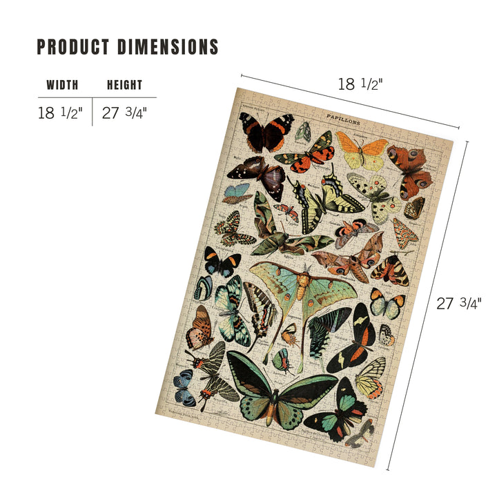 Butterflies, C, Vintage Bookplate, Adolphe Millot Artwork, Jigsaw Puzzle Puzzle Lantern Press 