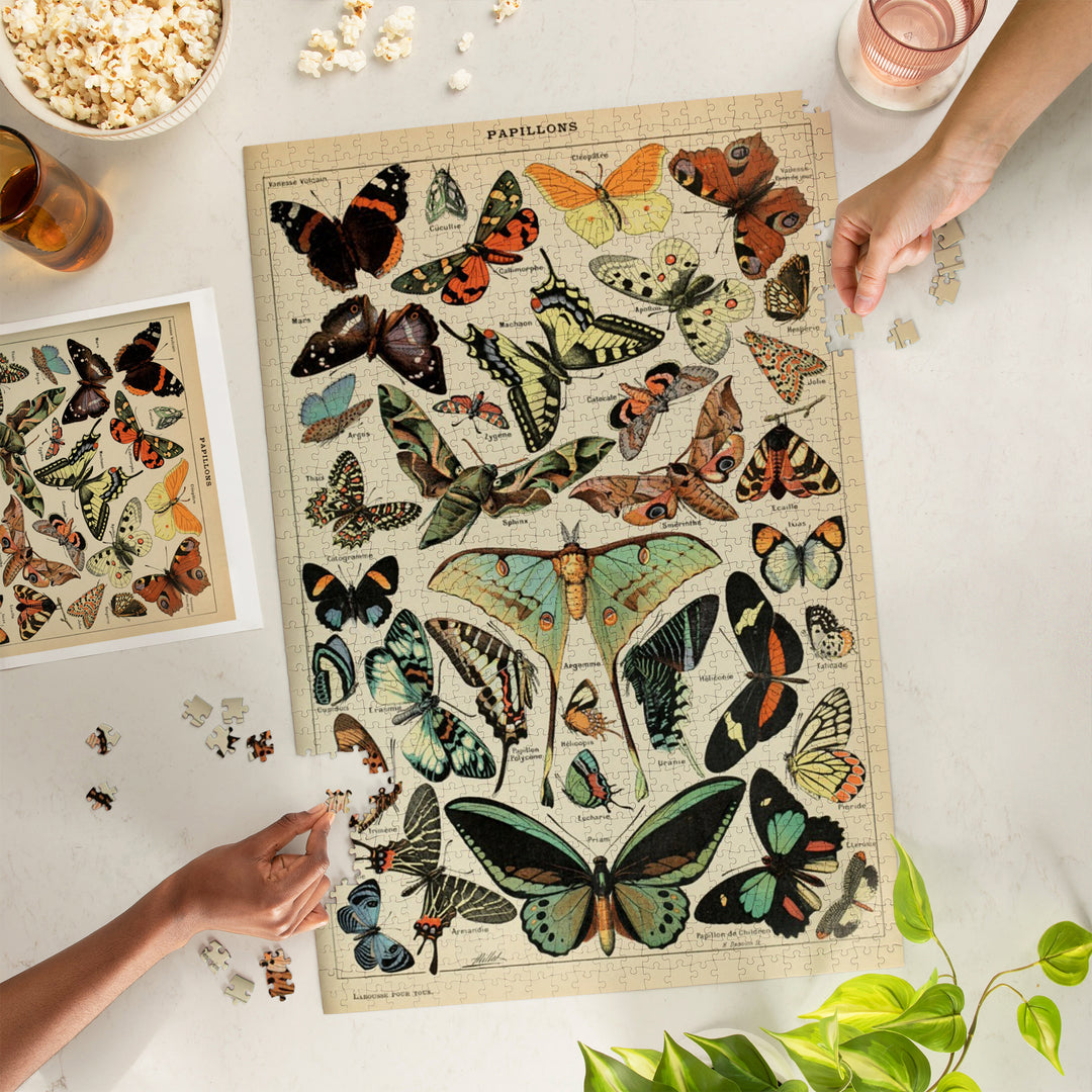 Butterflies, C, Vintage Bookplate, Adolphe Millot Artwork, Jigsaw Puzzle Puzzle Lantern Press 