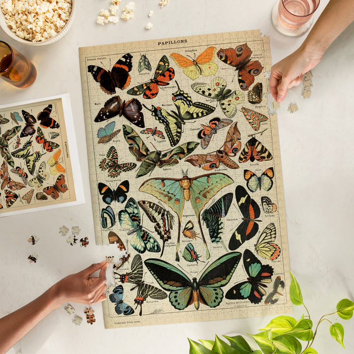 Butterflies, C, Vintage Bookplate, Adolphe Millot Artwork, Jigsaw Puzzle Puzzle Lantern Press 