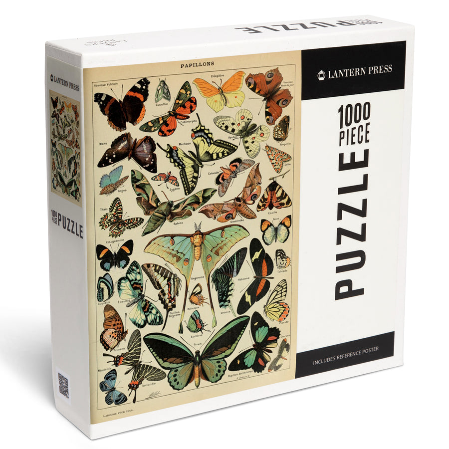 Butterflies, C, Vintage Bookplate, Adolphe Millot Artwork, Jigsaw Puzzle Puzzle Lantern Press 