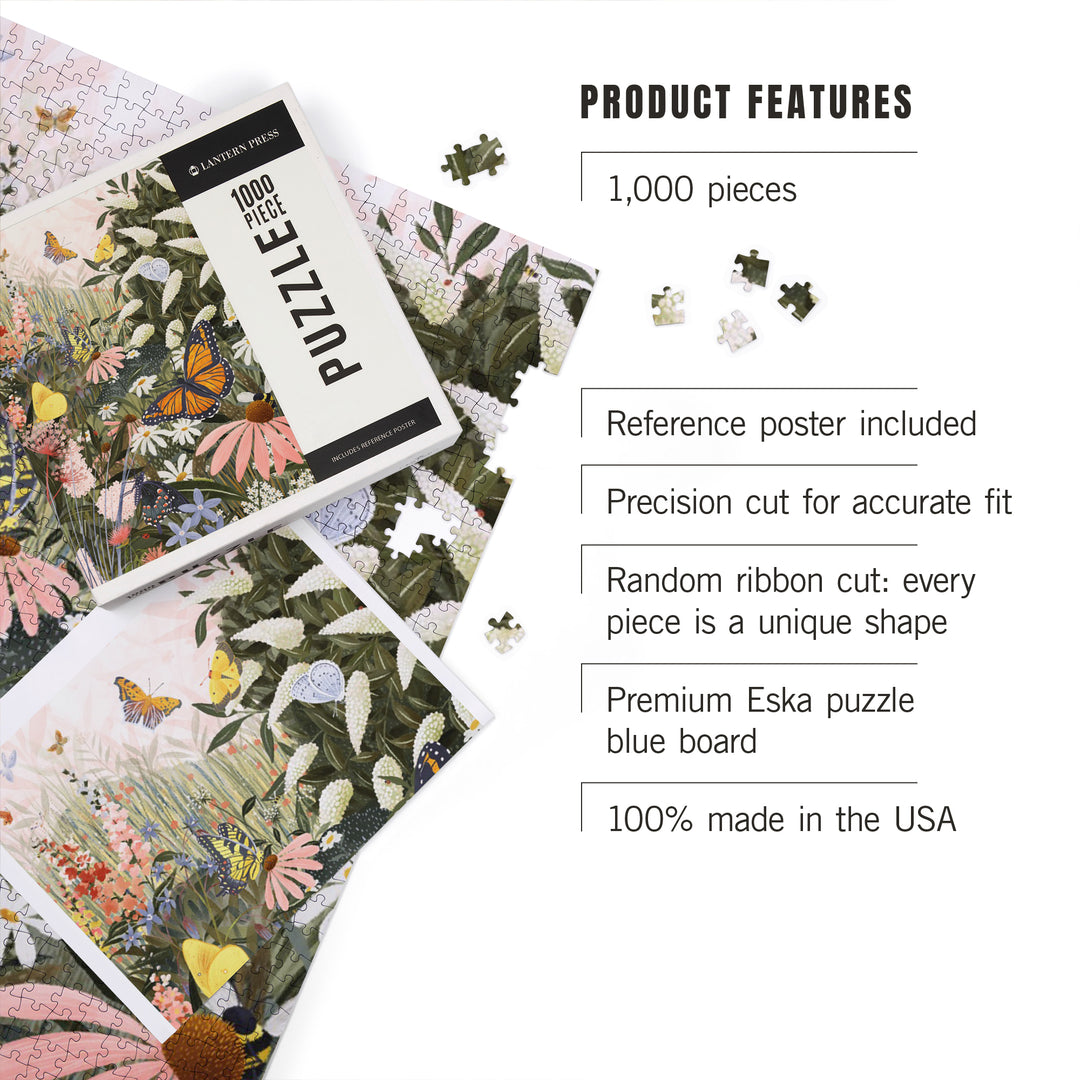 Butterfly Garden, Pastel, Jigsaw Puzzle Puzzle Lantern Press 