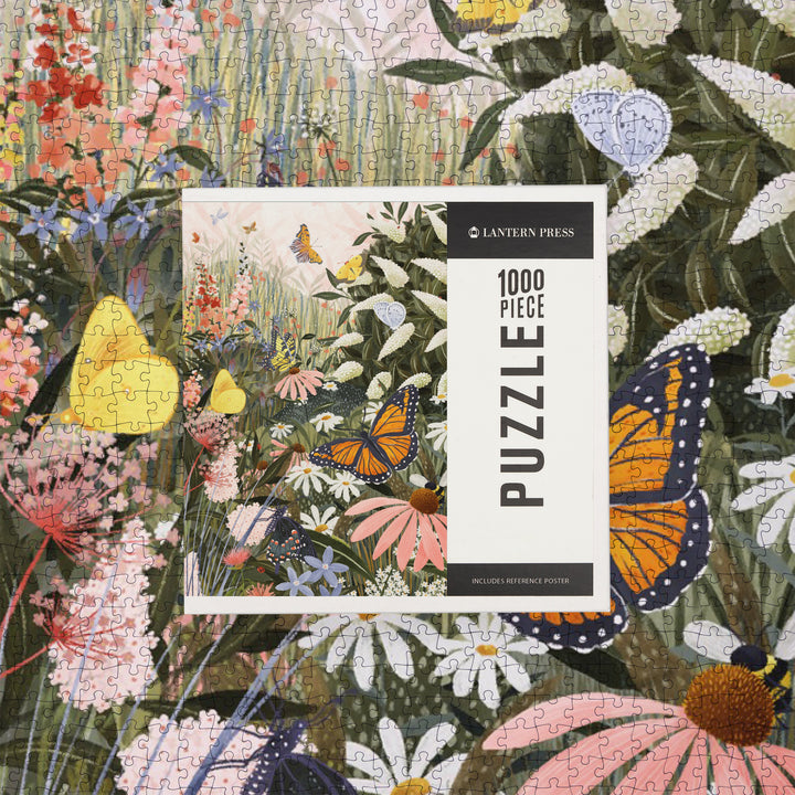 Butterfly Garden, Pastel, Jigsaw Puzzle Puzzle Lantern Press 