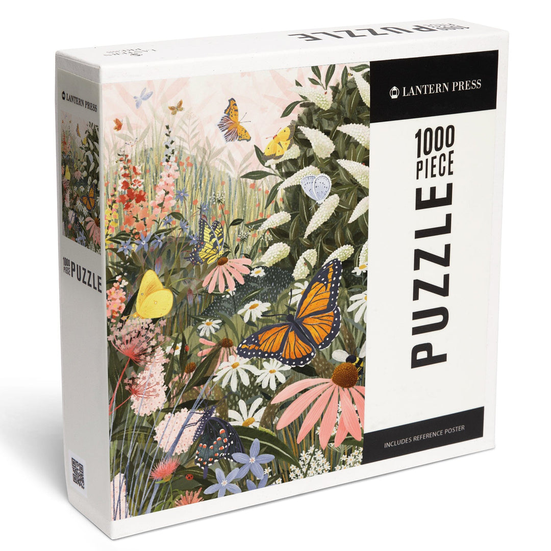 Butterfly Garden, Pastel, Jigsaw Puzzle - Lantern Press