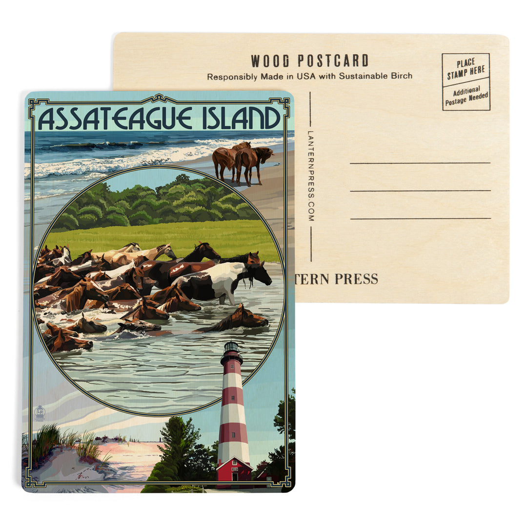 Assateague Island, Maryland, Montage, Wood Sign and Postcards