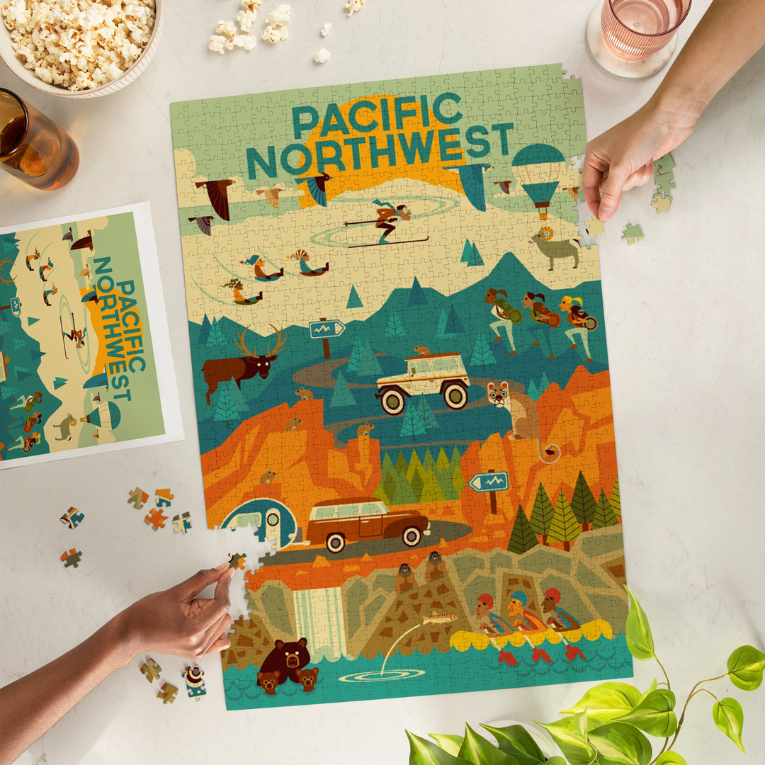 Pacific Northwest, Geometric, The Mountains Are Calling, 1000 Piece Jigsaw Puzzle