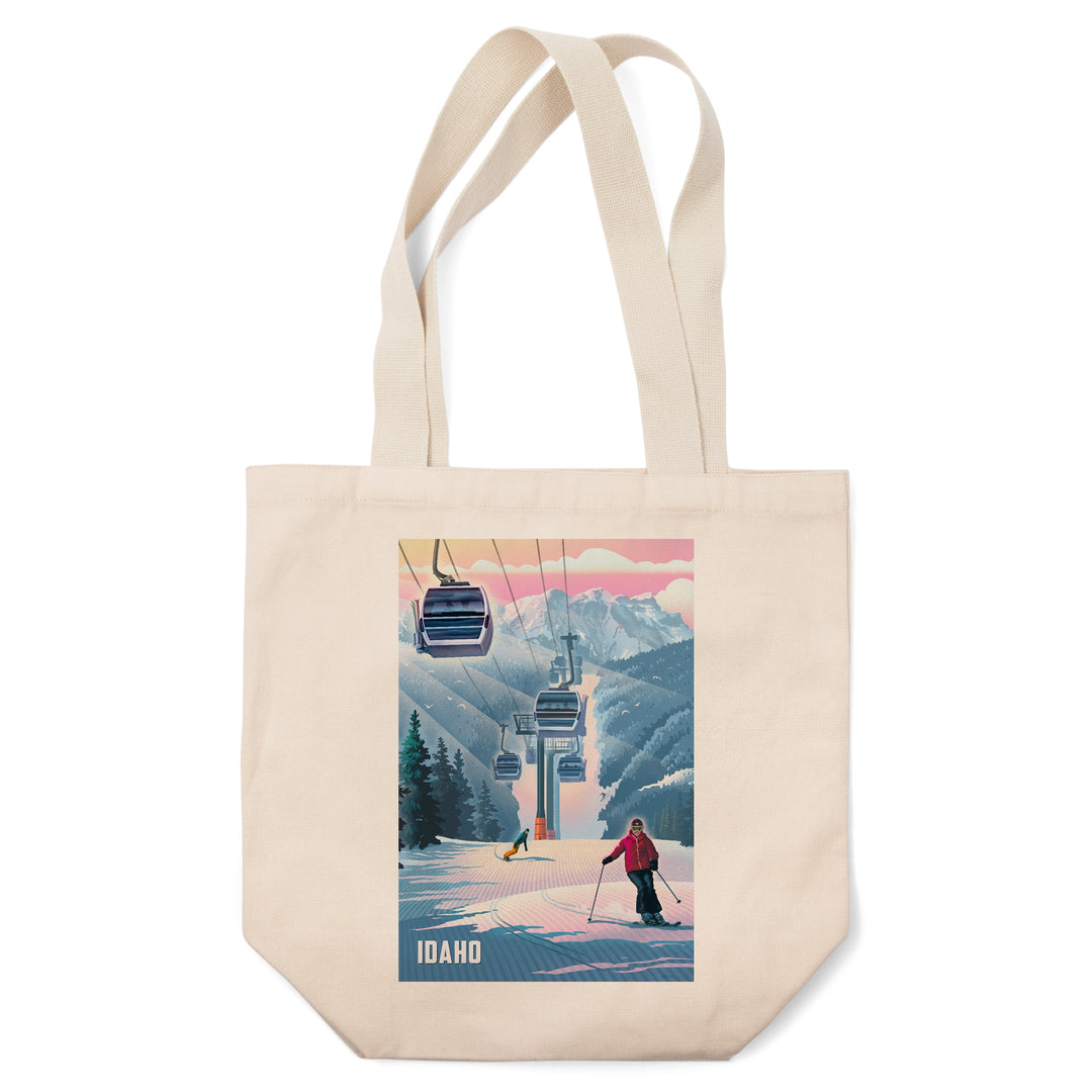 Idaho, Lithograph, Gondolas, Steel, Tote Bag