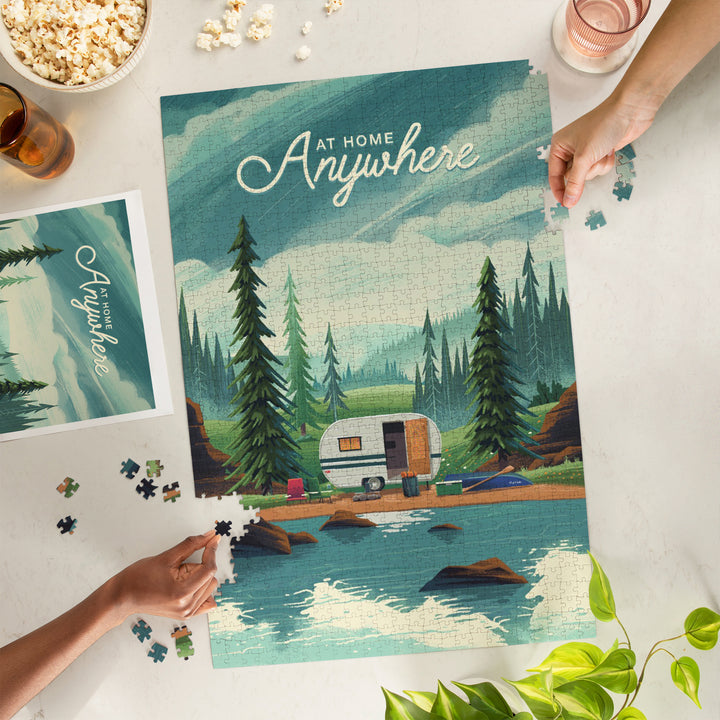 Outdoor Activity, At Home Anywhere, Camper in Evergreens, 1000 Piece Jigsaw Puzzle