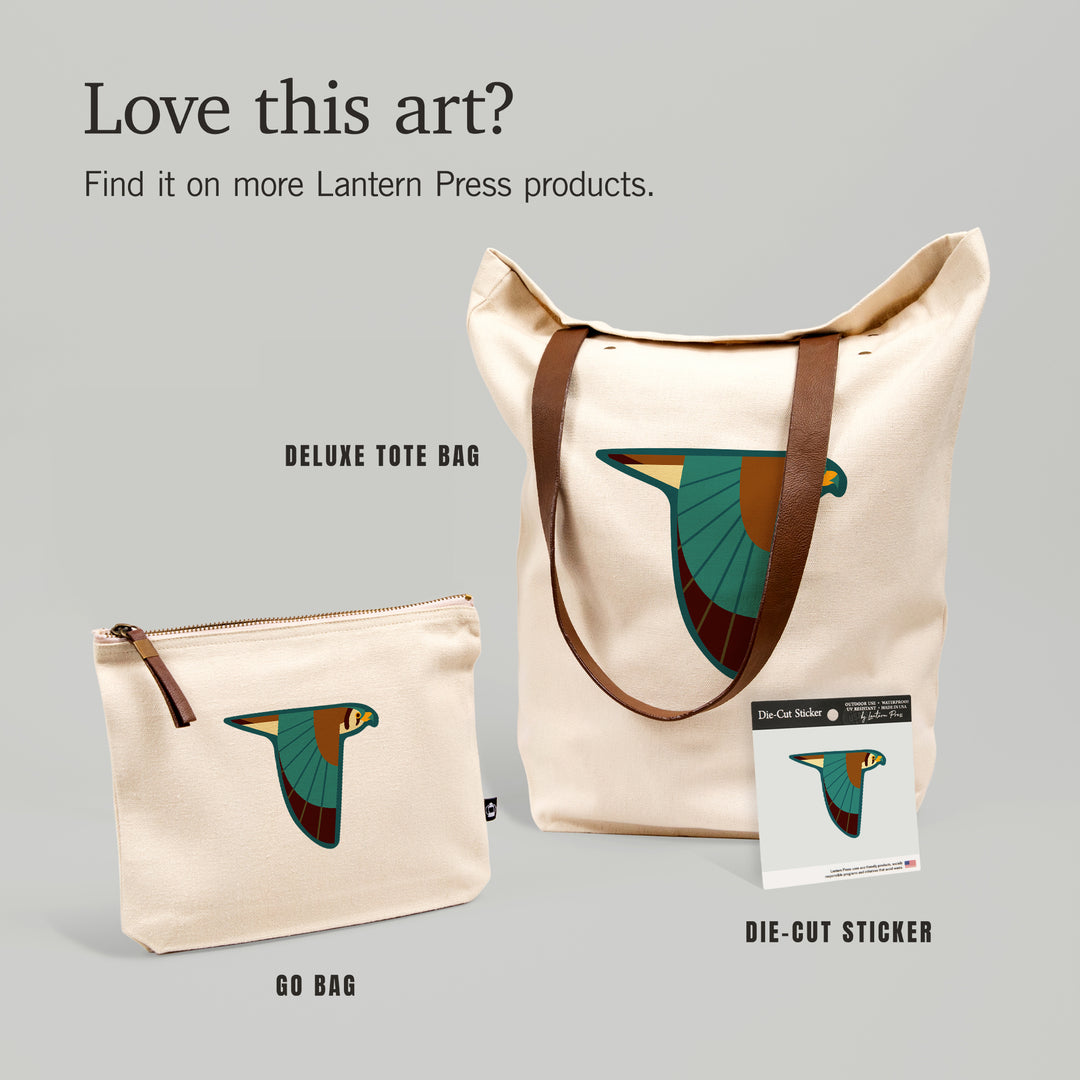 Falcon, Geometric, Contour, Lantern Press Artwork, Accessory Go Bag