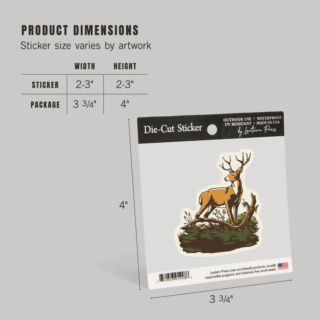 Vintage Linework, Whitetail Deer, Vinyl Sticker