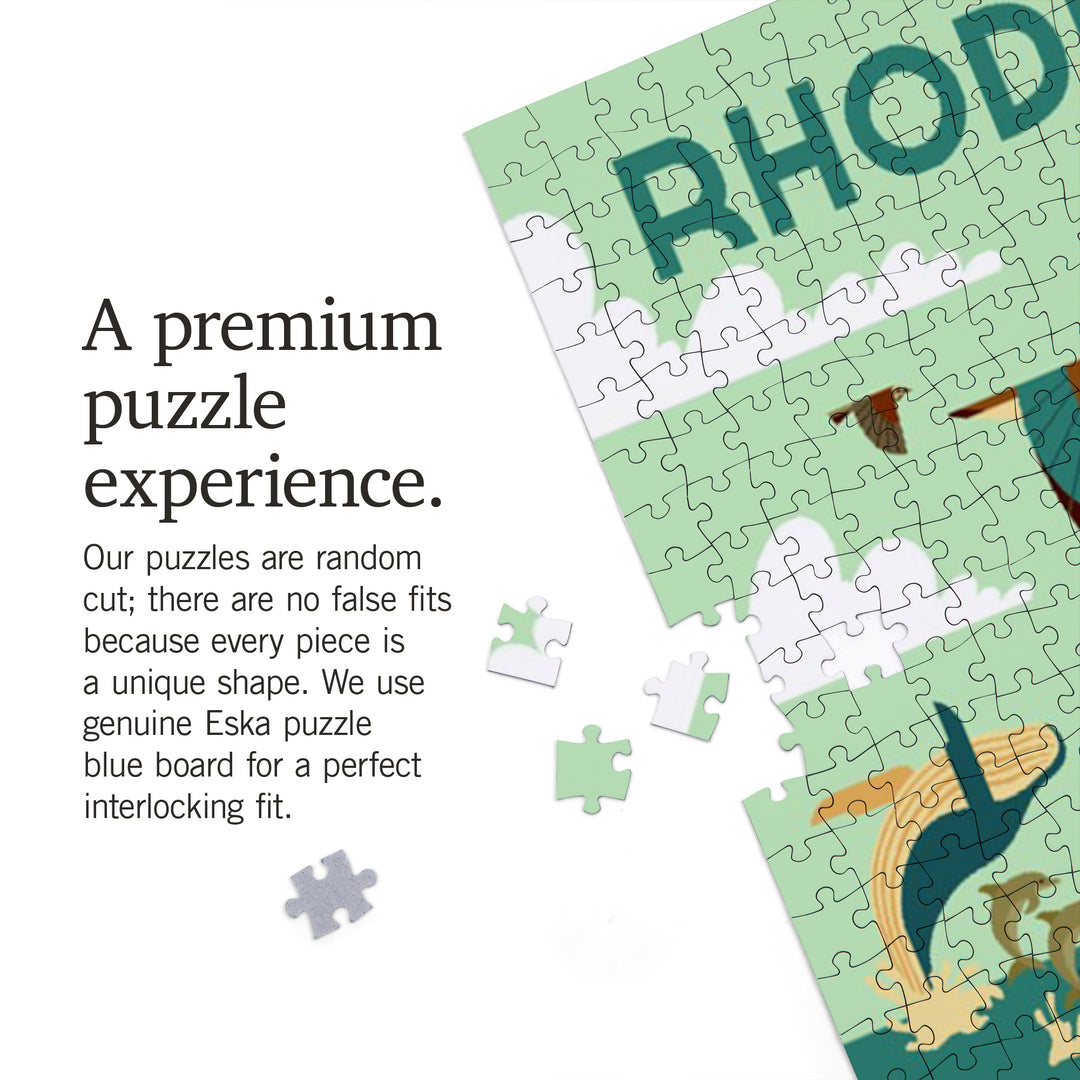 Rhode Island Wildlife, Lighthouse and Coastal Life Illustration, 1000 Piece Jigsaw Puzzle