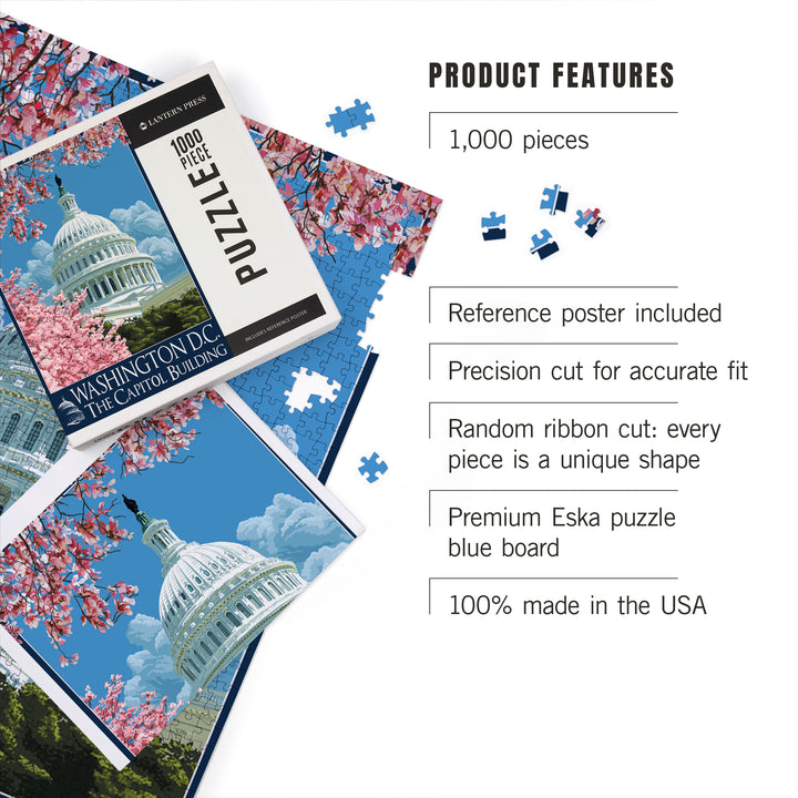 Washington DC, Capitol Building and Cherry Blossoms, Jigsaw Puzzle