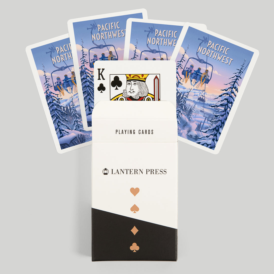 Playing Cards, Pacific Northwest, Chill on the Uphill, Ski Lift, 52 Card Deck with Jokers in Box, Unique Art