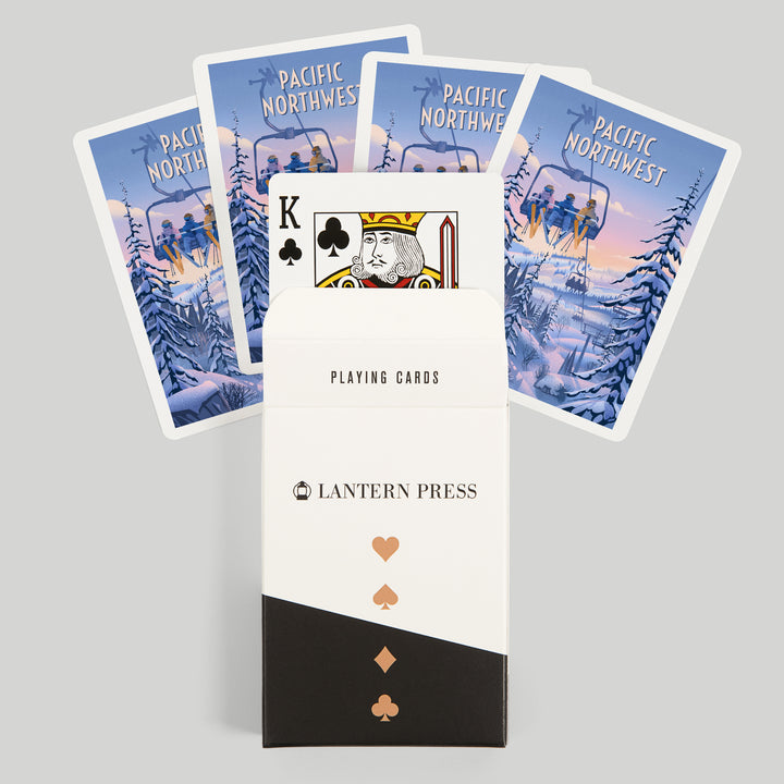 Playing Cards, Pacific Northwest, Chill on the Uphill, Ski Lift, 52 Card Deck with Jokers in Box, Unique Art