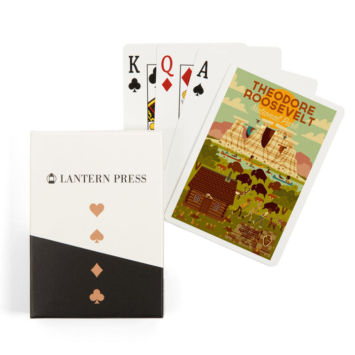 Playing Cards, Theodore Roosevelt National Park, North Dakota, Geometric National Park Series, 52 Card Deck with Jokers in Box, Unique Art